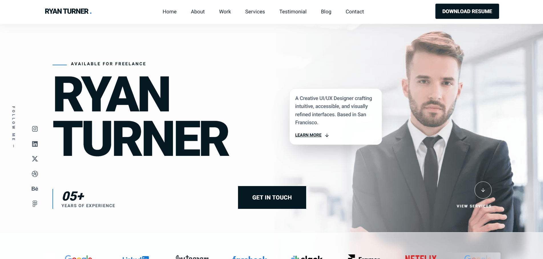 Screenshot of UI/UX Portfolio Template